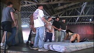 Brunette Ariana Jolie gets fucked hard in a gangbang