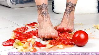 German Food Feet Crunch Fetisch porn with sexy student teen