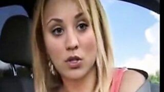 Kaley Cuoco giving a lucky guy a handjob