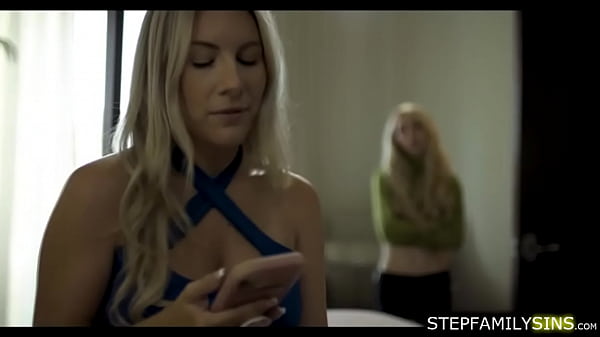 Teen cuddles then licks big tits stepmom